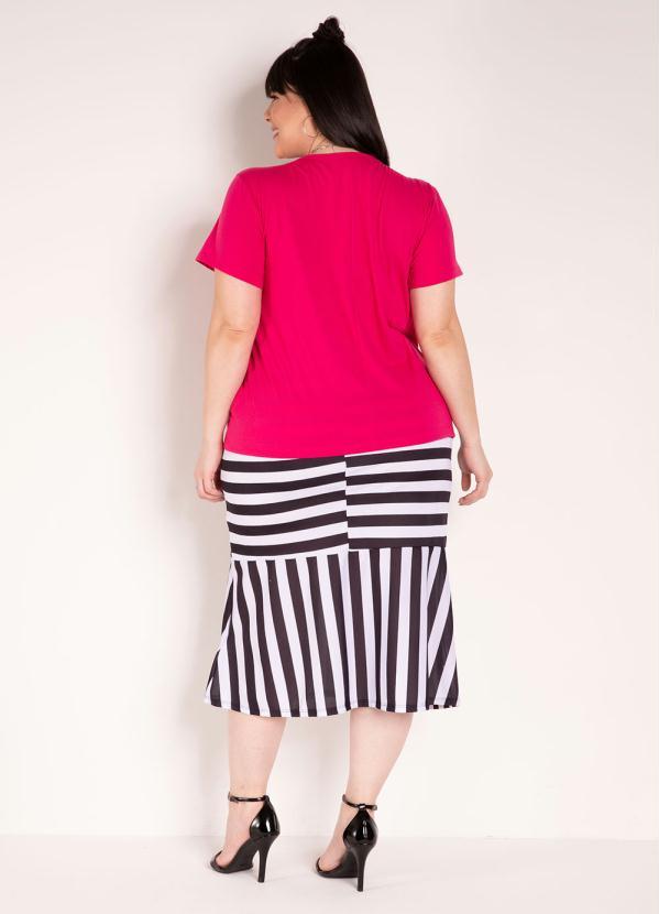 Marguerite - Saia Listrada com Fenda Plus Size 4