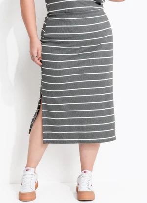 Marguerite - Saia Listrada em Canelado Macio - MARGUERITE