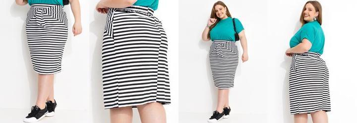 Saia Listrada Midi com Amarrao