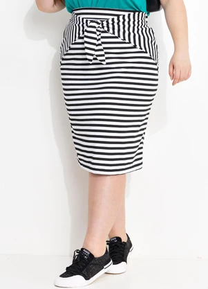 Marguerite - Saia Listrada Midi com Amarração - MARGUERITE