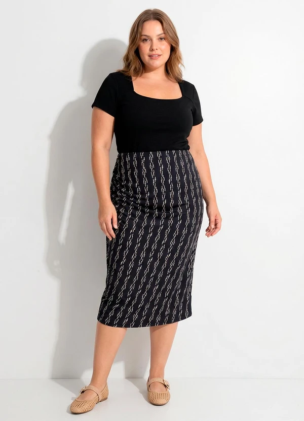 Marguerite - Saia Listrado Abstrato em Malha 3