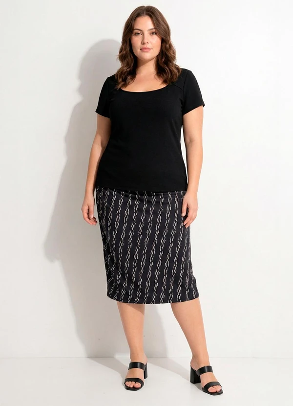 Marguerite - Saia Listrado Abstrato em Malha 5