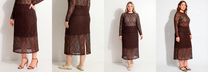 Saia Marrom em Renda