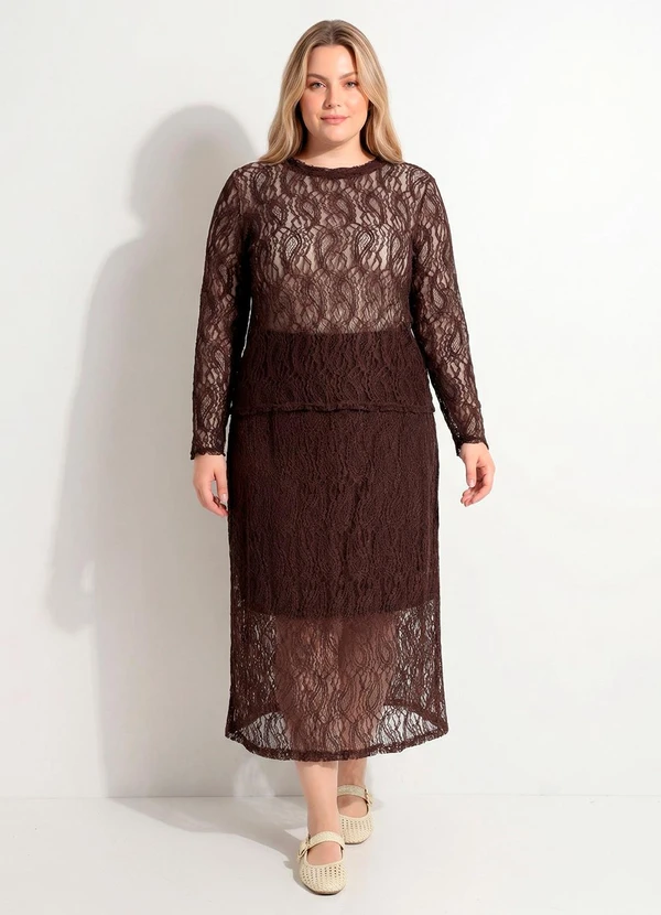 Marguerite - Saia Marrom em Renda 3