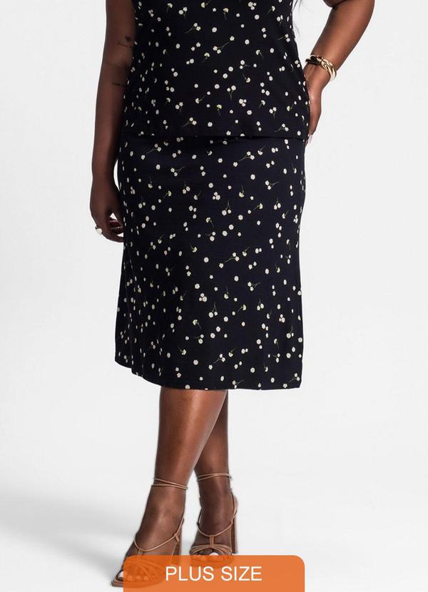 Secret Glam - Saia Mdi Estampada Feminina Preto 4