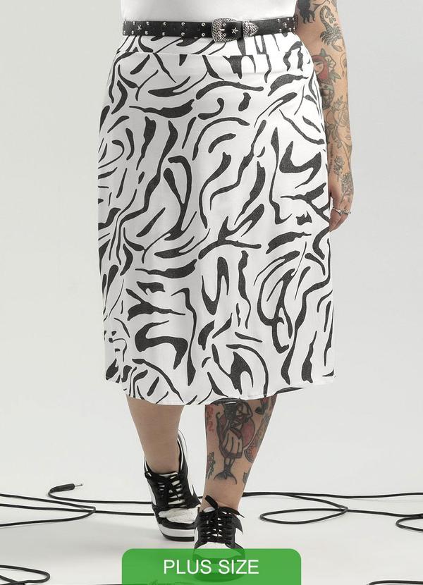 Cativa - Saia Midi com Estampa Rotativa Branco