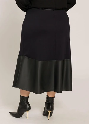 Lisamour - Saia Midi com Faixa para Amarração Preta - LISAMOUR