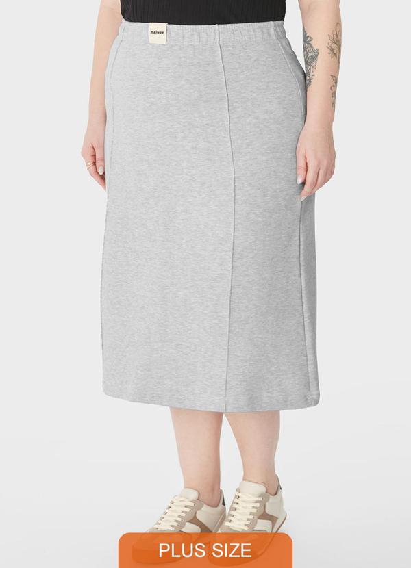 Malwee - Saia Midi em Moletom Plus Cinza