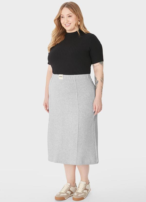 Malwee - Saia Midi em Moletom Plus Cinza 3