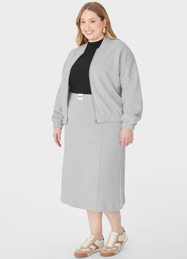 Malwee - Saia Midi em Moletom Plus Cinza 2