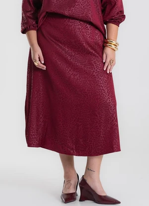 Secret Glam - Saia Midi Evasê Plus Size Vermelho - SECRET GLAM