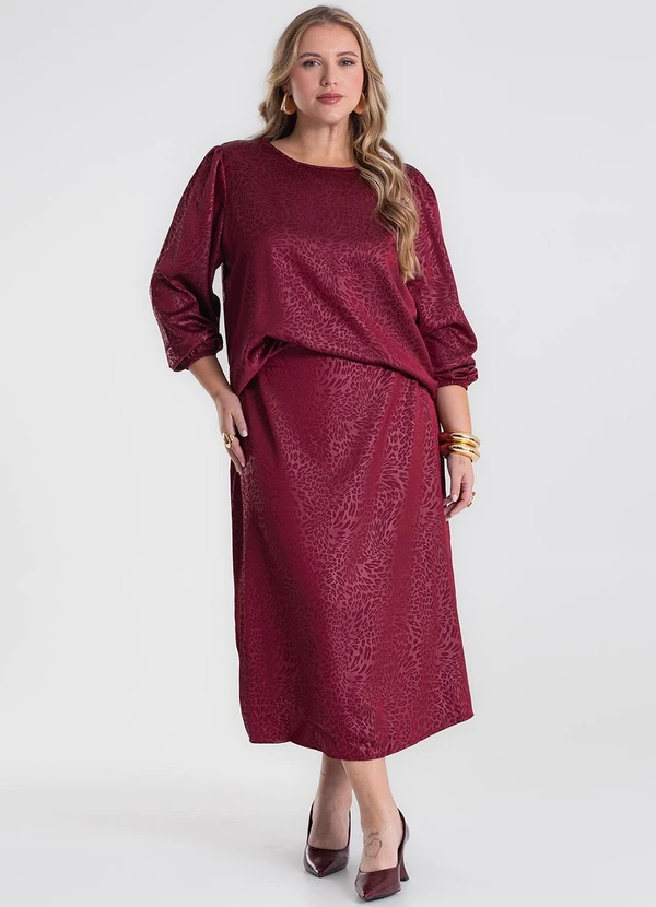 Secret Glam - Saia Midi Evasê Plus Size Vermelho 2