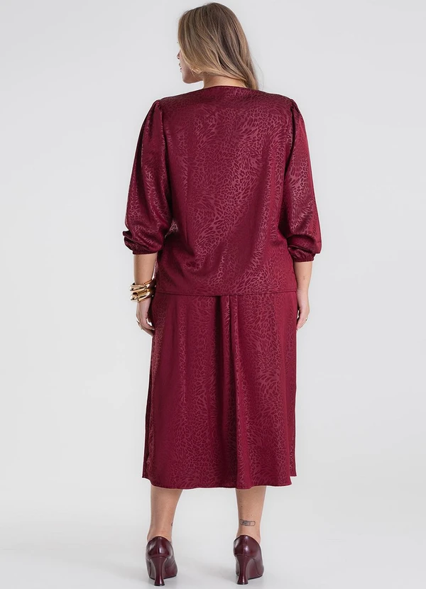Secret Glam - Saia Midi Evasê Plus Size Vermelho 3
