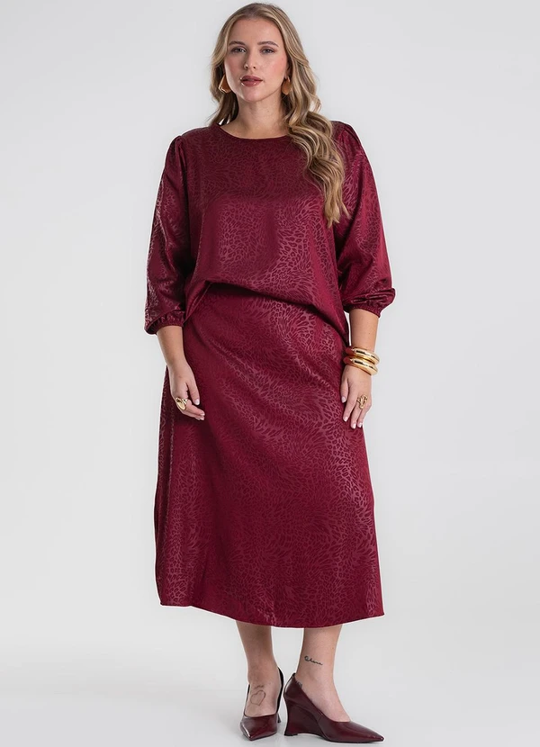 Secret Glam - Saia Midi Evasê Plus Size Vermelho 4