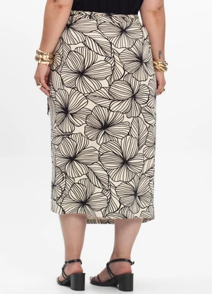 Secret Glam - Saia Midi Feminina Plus Size Bege - SECRET GLAM