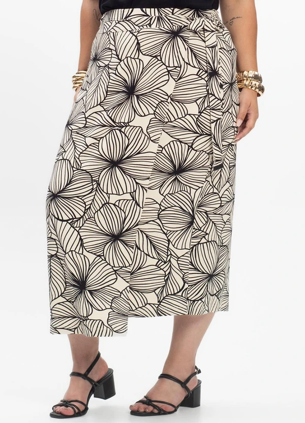 Secret Glam - Saia Midi Feminina Plus Size Bege