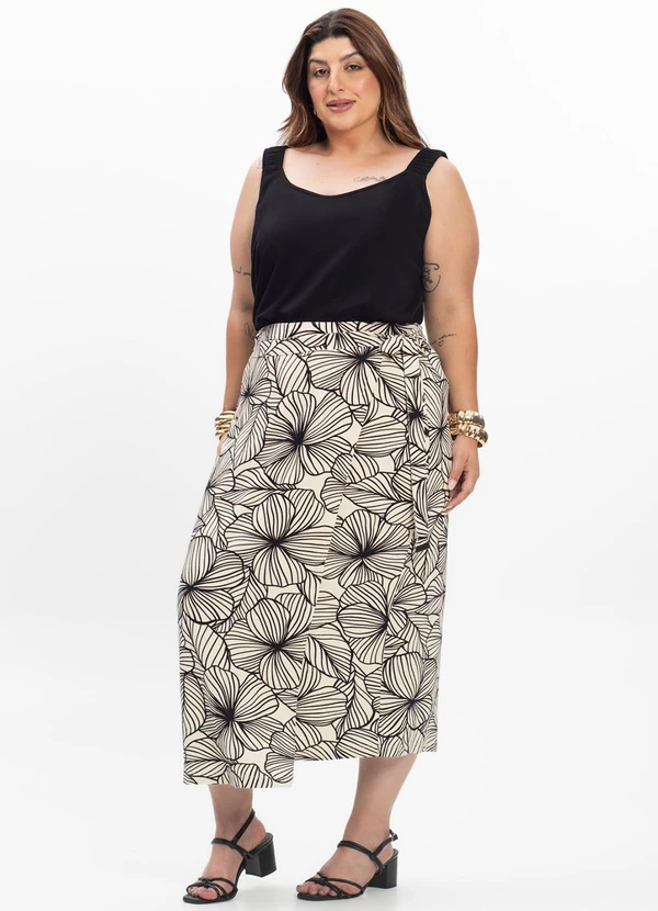 Secret Glam - Saia Midi Feminina Plus Size Bege 3