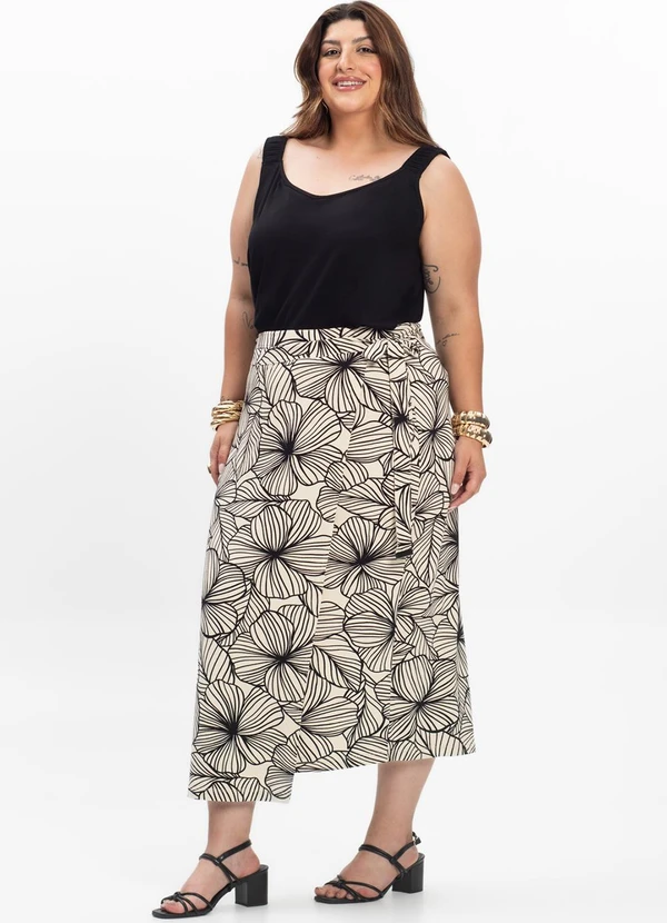 Secret Glam - Saia Midi Feminina Plus Size Bege 5