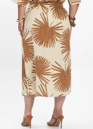 Secret Glam - Saia Midi Feminina Plus Size Bege - SECRET GLAM