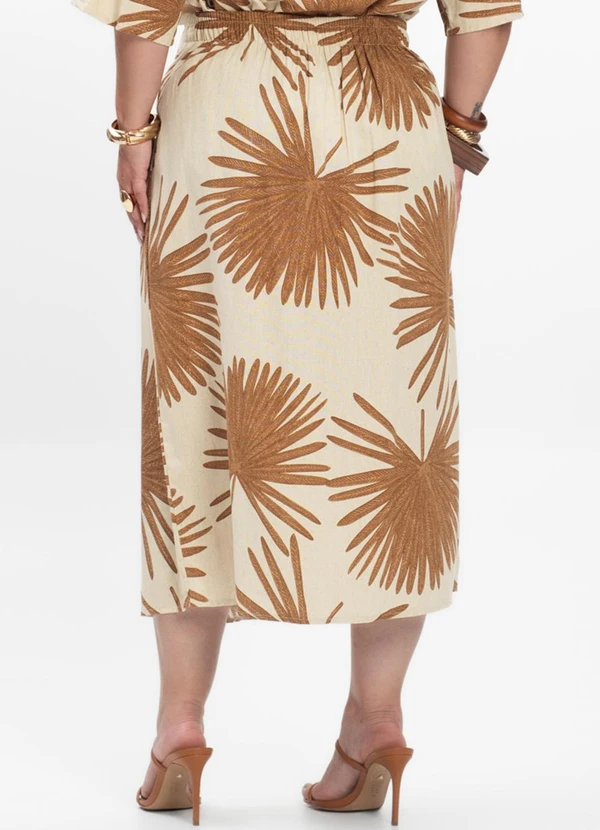 Secret Glam - Saia Midi Feminina Plus Size Bege 2