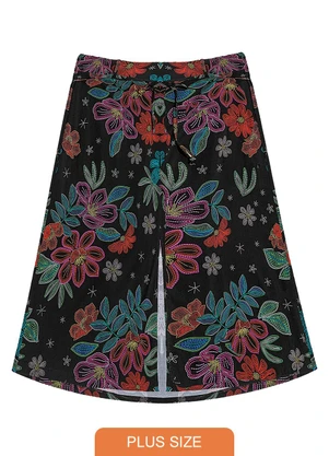 Secret Glam - Saia Midi Feminina Plus Size Preto - SECRET GLAM