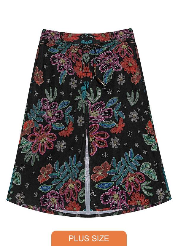 Secret Glam - Saia Midi Feminina Plus Size Preto