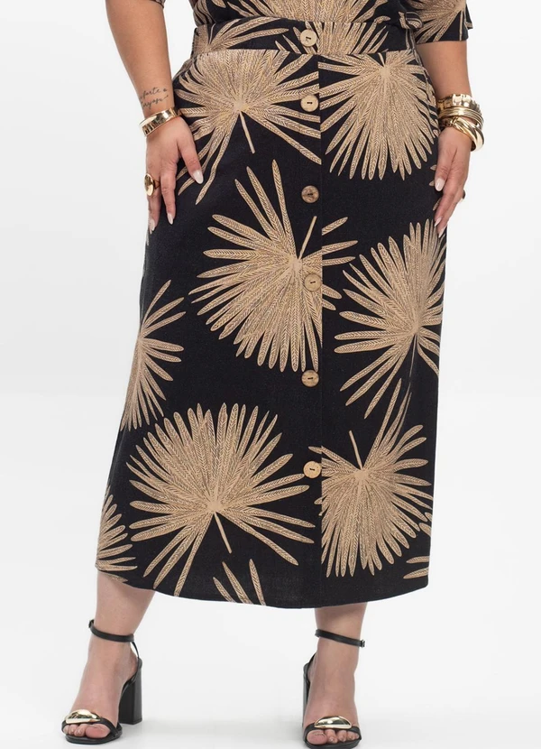 Secret Glam - Saia Midi Feminina Plus Size Preto