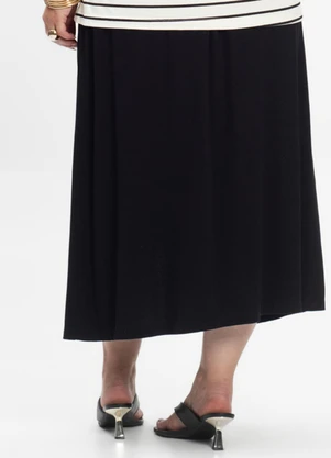 Secret Glam - Saia Midi Feminina Plus Size Preto - SECRET GLAM