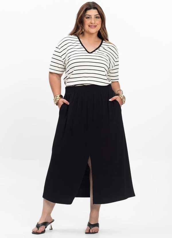 Secret Glam - Saia Midi Feminina Plus Size Preto 2