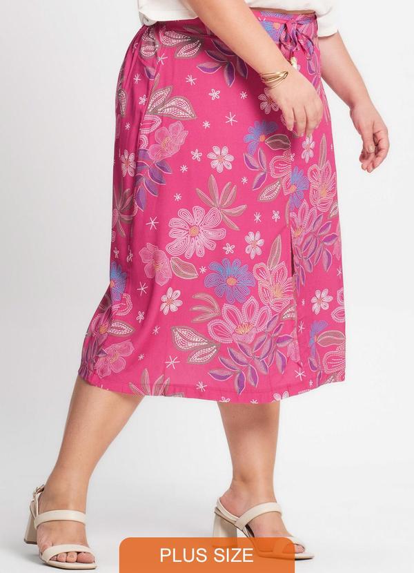Secret Glam - Saia Midi Feminina Plus Size Rosa