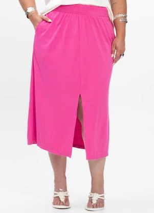 Secret Glam - Saia Midi Feminina Plus Size Rosa - SECRET GLAM