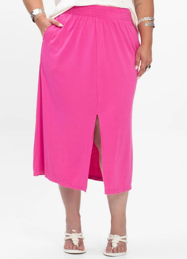 Secret Glam - Saia Midi Feminina Plus Size Rosa 4