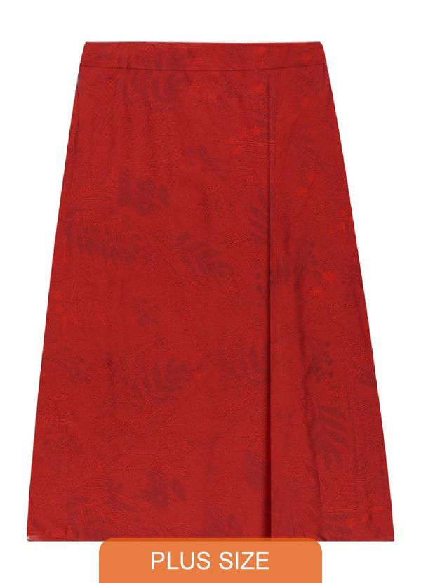 Rezzato - Saia Midi Fenda Plus Size Feminino Vermelho