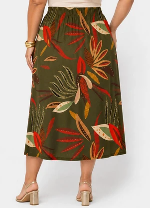 Infinita Cor - Saia Midi Plus em Malha Visco Premiere Verde - INFINITA COR