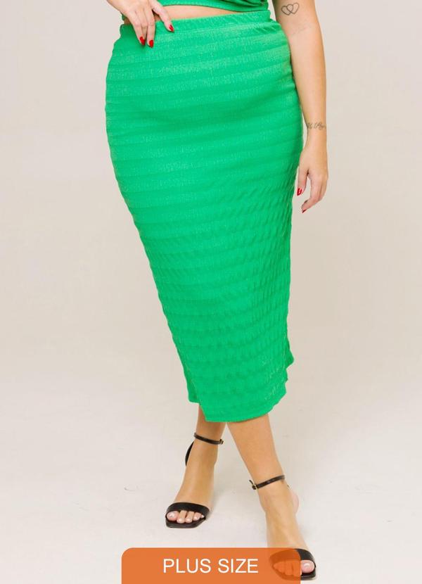 Cess - Saia Midi Plus Size Adele Verde