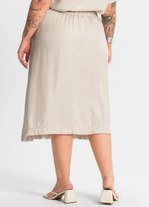 Secret Glam - Saia Midi Plus Size Bege - SECRET GLAM