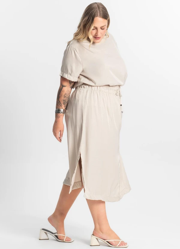 Secret Glam - Saia Midi Plus Size Bege 1