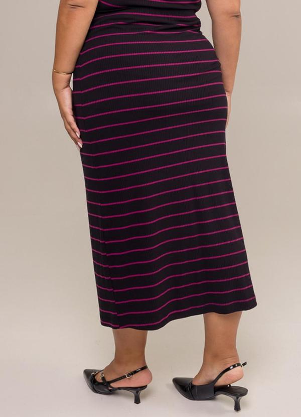 Cess - Saia Midi Plus Size Canelada Diana Listras Roxo 4