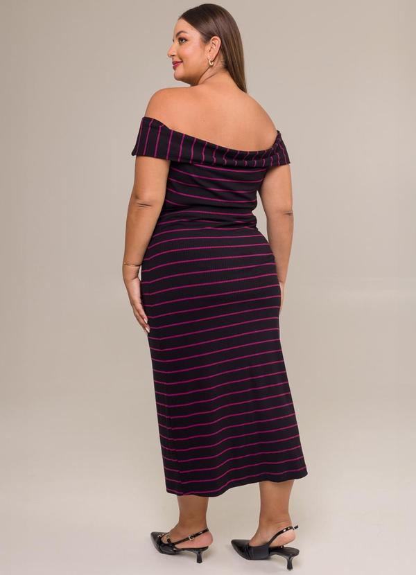 Cess - Saia Midi Plus Size Canelada Diana Listras Roxo 2