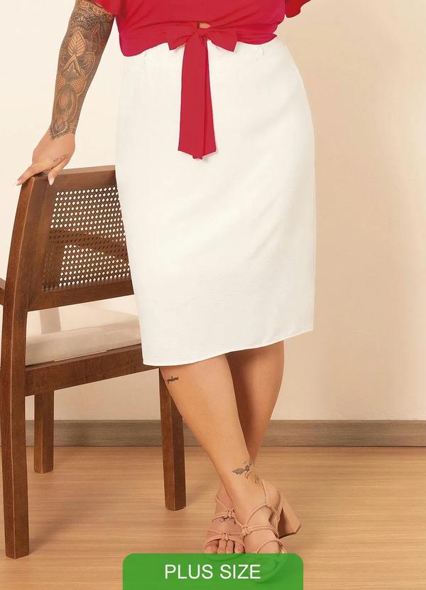 Cativa Plus Size - Saia Midi Plus Size em Tecido Branco