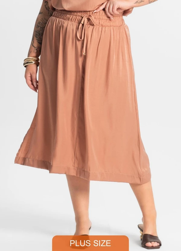 Secret Glam - Saia Midi Plus Size Marrom
