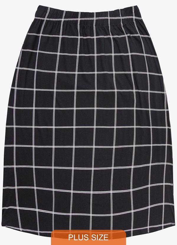 Infinita Cor - Saia Midi Plus Size Preto