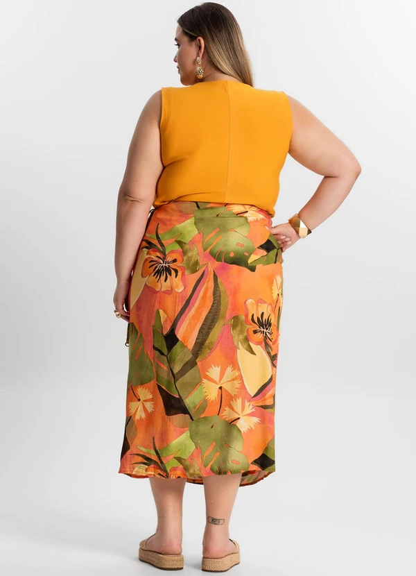 Secret Glam - Saia Midi Plus Size Laranja 4