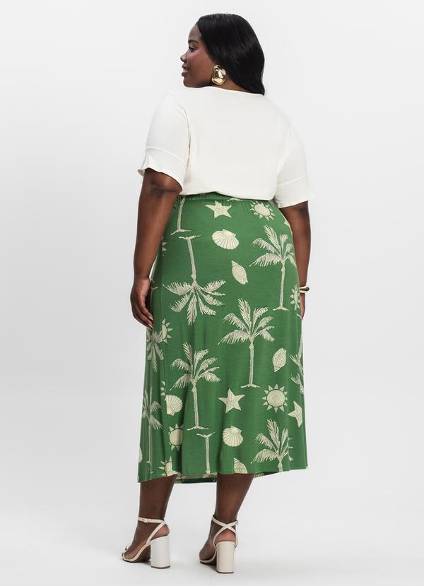 Infinita Cor - Saia Midi Plus Size Verde 2
