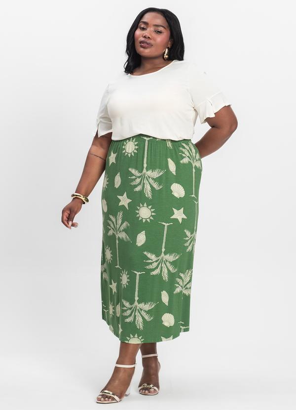 Infinita Cor - Saia Midi Plus Size Verde 1
