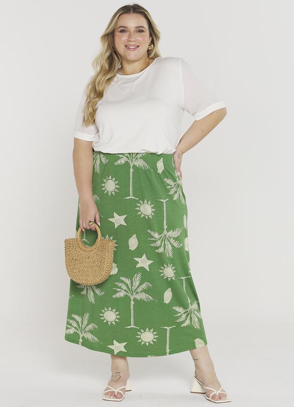 Infinita Cor - Saia Midi Plus Size Verde 4