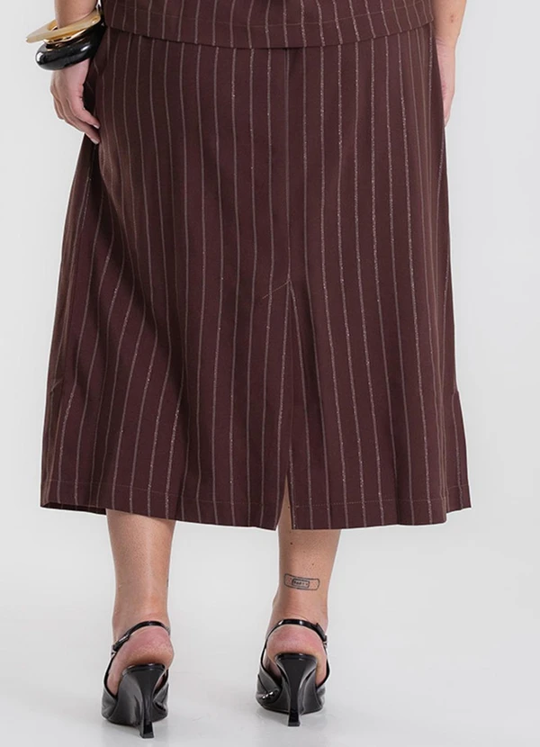 Secret Glam - Saia Midi Twill Plus Size Marrom 4