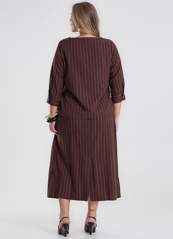 Secret Glam - Saia Midi Twill Plus Size Marrom 2