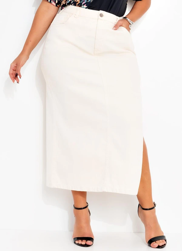 Marguerite - Saia Off White em Jeans