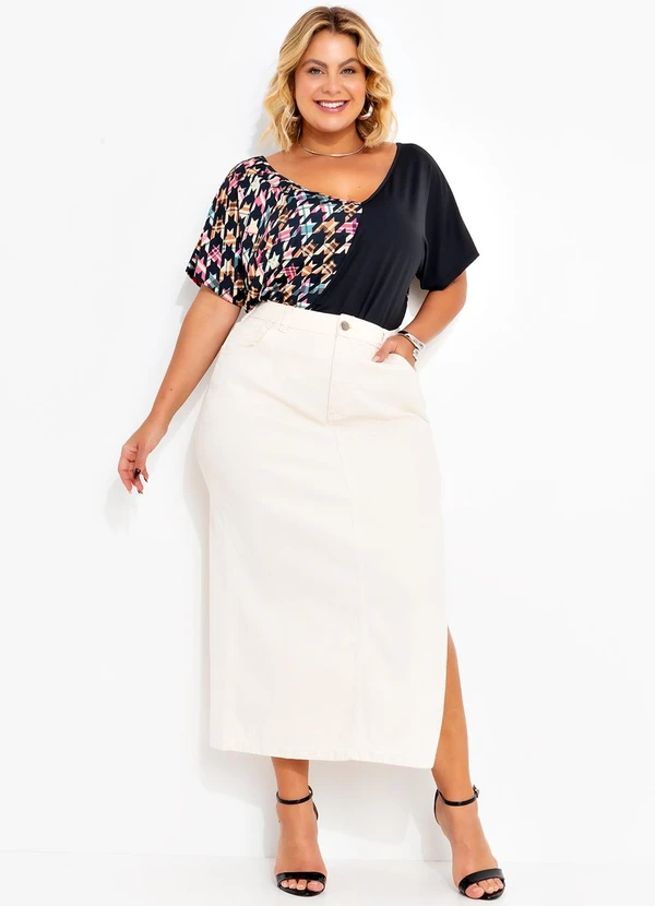 Marguerite - Saia Off White em Jeans 3